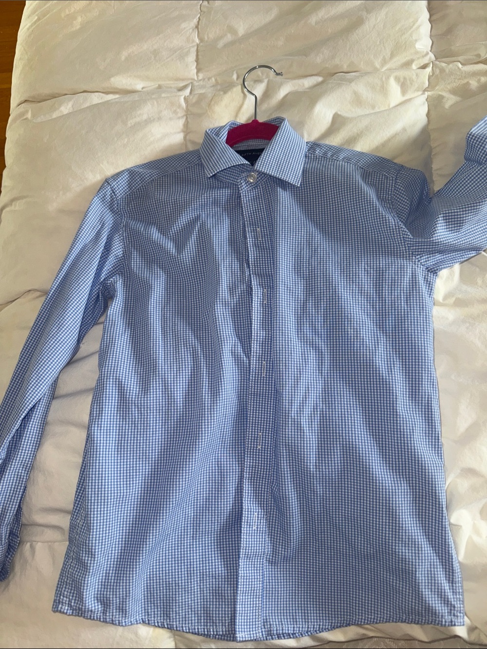 Saks fifth Ave boy Light Blue Micro-Check Dress Shirt